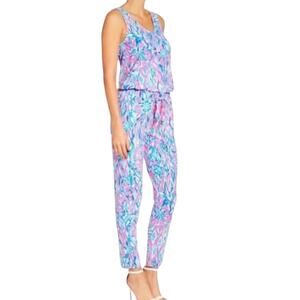 Lilly Pulitzer Jumpsuit Paulina Printed Tiki Pink Shake It Up Women's XS